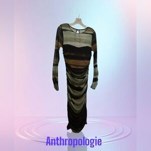 Anthropologie Green and Black Striped Dress NWOT